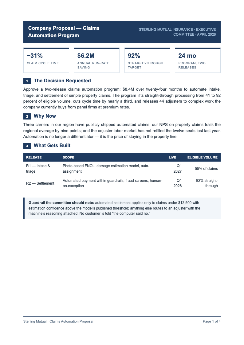Executive summary company proposal